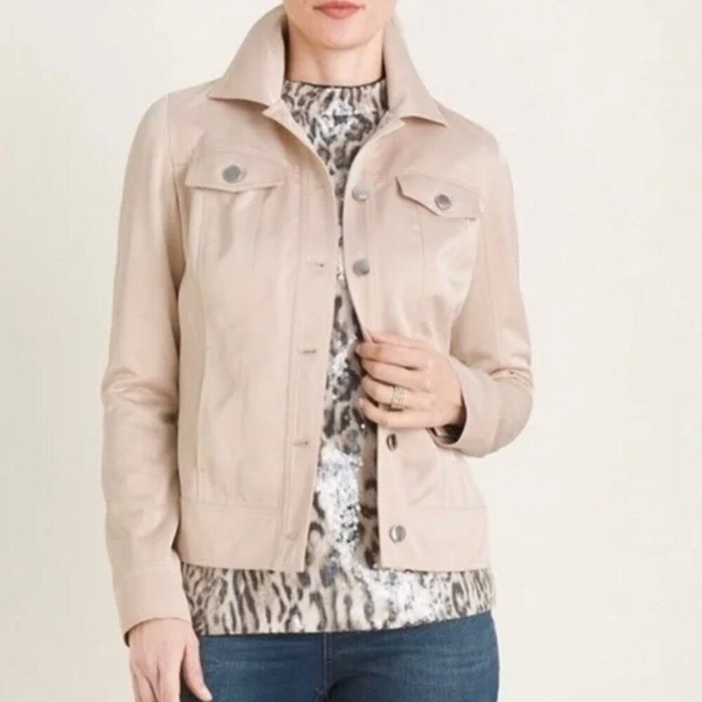 Chico's Tan Satin Jacket, Chico's Size 0 (Misses 4/6), EUC